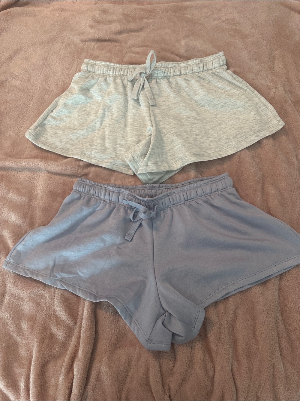 Cozy Lounge Shorts Duo - Light Gray & Dusty Blue